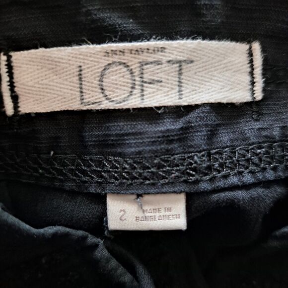Ann Taylor Loft Women's Capri Cropped Pants Black 100% Cotton Size 2 - Picture 3 of 12